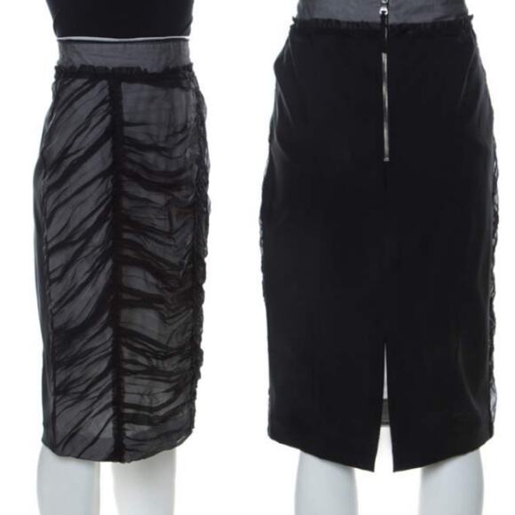 Dolce & Gabbana Italy Black Ruched Silk Blend Pencil Skirt 38 =US 2-4 26” waist - Picture 1 of 14